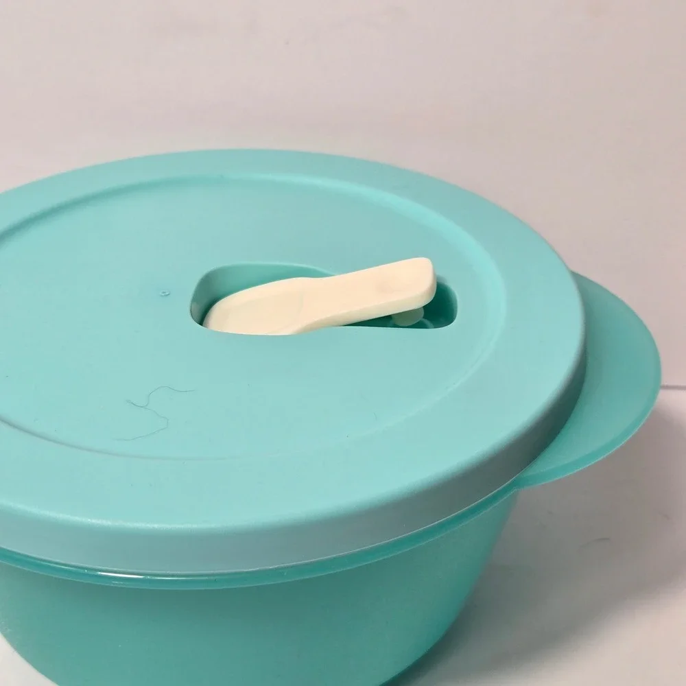 Tupperware CrystalWave 800ml 3.5 Cup Microwave Bowl Vented Lid Teal 2647C-4